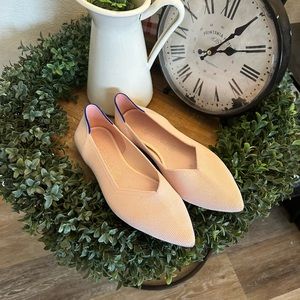 Rothy's Pink Flats with Blue Accents